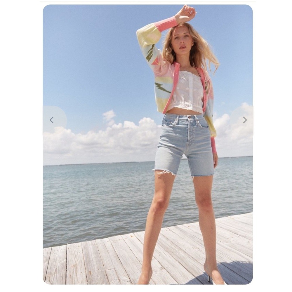 NWT MOTHER The Tripper Cut Off Fray Jeans Size 24 Island Time NWT High Rise